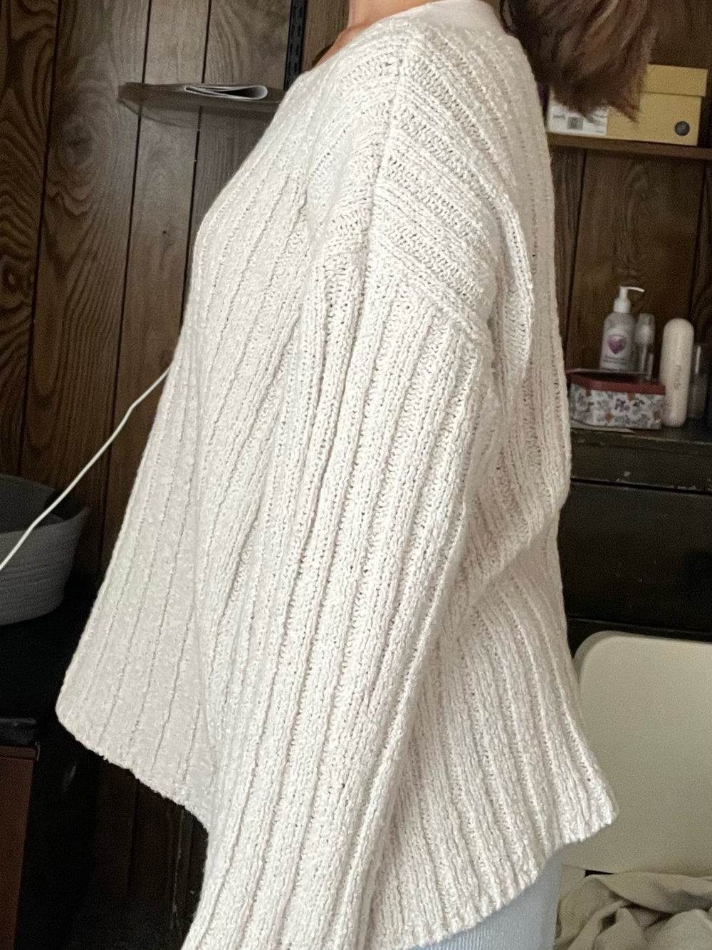 ASOS Cream Ribbed Scoop-Neck Sweater - Picture 8 of 9